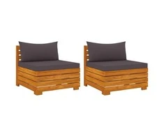 Dvivietė sodo sofa su pagalvėlėmis, akacijos medienos masyvas