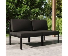 Dvivietė sodo sofa su pagalvėlėmis, antracito, aliuminis