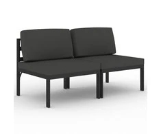 Dvivietė sodo sofa su pagalvėlėmis, antracito, aliuminis