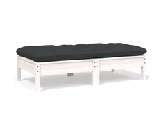 Dvivietė sodo sofa su pagalvėlėmis, balta, pušies masyvas