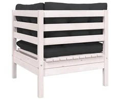 Dvivietė sodo sofa su pagalvėlėmis, balta, pušies masyvas
