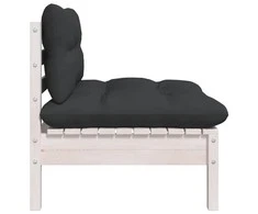 Dvivietė sodo sofa su pagalvėlėmis, balta, pušies masyvas