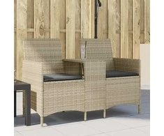Dvivietė sodo sofa su pagalvėlėmis ir staliuku, šviesiai pilka