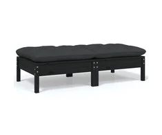 Dvivietė sodo sofa su pagalvėlėmis, juoda, pušies masyvas