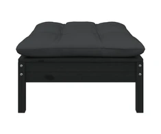 Dvivietė sodo sofa su pagalvėlėmis, juoda, pušies masyvas