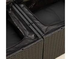 Dvivietė sodo sofa su pagalvėlėmis, juodos spalvos, poliratanas