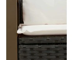 Dvivietė sodo sofa su pagalvėlėmis, juodos spalvos, poliratanas