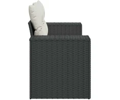 Dvivietė sodo sofa su pagalvėlėmis, juodos spalvos, poliratanas
