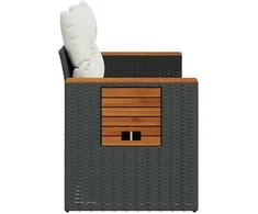 Dvivietė sodo sofa su pagalvėlėmis, juodos spalvos, poliratanas