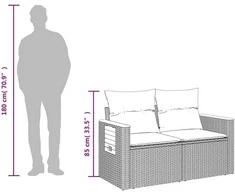 Dvivietė sodo sofa su pagalvėlėmis, juodos spalvos, poliratanas