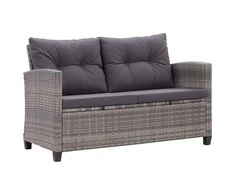 Dvivietė sodo sofa su pagalvėlėmis, pilka, 124cm, poliratanas