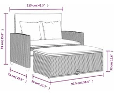 Dvivietė sodo sofa su pagalvėlėmis, pilkas, poliratanas/akacija