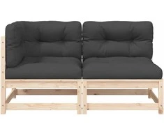 Dvivietė sodo sofa su pagalvėlėmis, pušies medienos masyvas