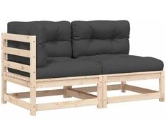 Dvivietė sodo sofa su pagalvėlėmis, pušies medienos masyvas