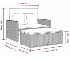 Dvivietė sodo sofa su pagalvėlėmis, smėlio, poliratanas/akacija