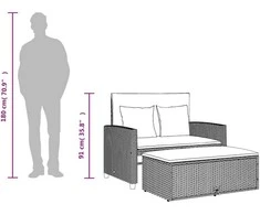 Dvivietė sodo sofa su pagalvėlėmis, smėlio spalvos, poliratanas