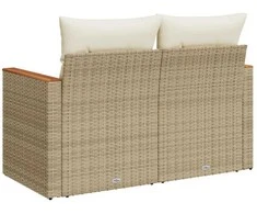 Dvivietė sodo sofa su pagalvėlėmis, smėlio spalvos, poliratanas