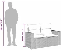 Dvivietė sodo sofa su pagalvėlėmis, smėlio spalvos, poliratanas