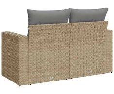 Dvivietė sodo sofa su pagalvėlėmis, smėlio spalvos, poliratanas