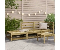 Dvivietė sodo sofa su pakoja, impregnuota pušies mediena