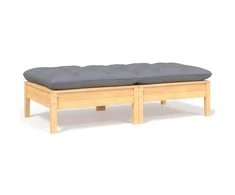 Dvivietė sodo sofa su pilkomis pagalvėlėmis, pušies masyvas