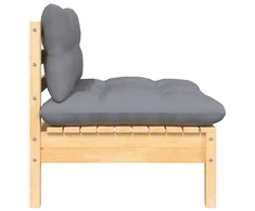 Dvivietė sodo sofa su pilkomis pagalvėlėmis, pušies masyvas