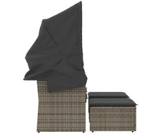 Dvivietė sodo sofa su skliautu/taburetėmis, pilka, poliratanas
