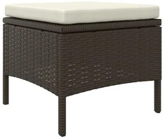 Dvivietė sodo sofa su staliuku/taburetėmis, ruda, poliratanas