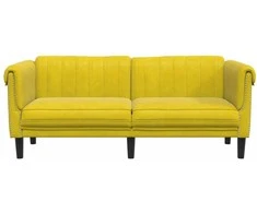 Dvivietė sofa, geltonos spalvos, aksomas