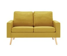 Dvivietė sofa, geltonos spalvos, audinys