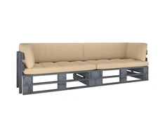 Lauko baldų komplektas Dvivietė sofa iš palečių su pagalvėlėmis, impregnuota pušis