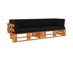 Lauko baldų komplektas Dvivietė sofa iš palečių su pagalvėlėmis, impregnuota pušis