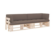 Dvivietė sofa iš palečių su pagalvėlėmis, impregnuota pušis