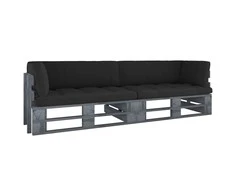 Lauko baldų komplektas Dvivietė sofa iš palečių su pagalvėlėmis, impregnuota pušis
