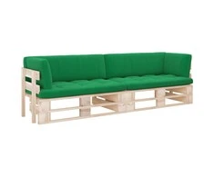 Lauko baldų komplektas Dvivietė sofa iš palečių su pagalvėlėmis, impregnuota pušis