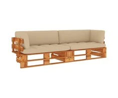 Lauko baldų komplektas Dvivietė sofa iš palečių su pagalvėlėmis, impregnuota pušis