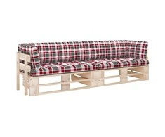 Lauko baldų komplektas Dvivietė sofa iš palečių su pagalvėlėmis, impregnuota pušis