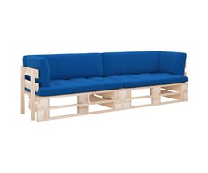 Lauko baldų komplektas Dvivietė sofa iš palečių su pagalvėlėmis, impregnuota pušis