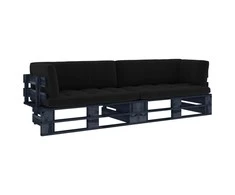 Lauko baldų komplektas Dvivietė sofa iš palečių su pagalvėlėmis, impregnuota pušis
