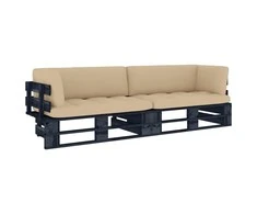 Lauko baldų komplektas Dvivietė sofa iš palečių su pagalvėlėmis, impregnuota pušis