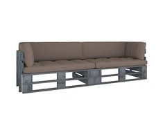 Lauko baldų komplektas Dvivietė sofa iš palečių su pagalvėlėmis, impregnuota pušis