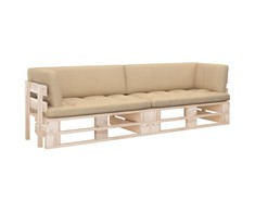 Lauko baldų komplektas Dvivietė sofa iš palečių su pagalvėlėmis, impregnuota pušis