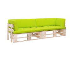 Lauko baldų komplektas Dvivietė sofa iš palečių su pagalvėlėmis, impregnuota pušis