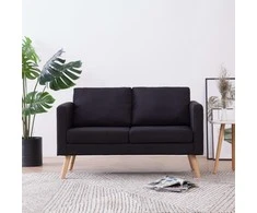 Dvivietė sofa, juoda, audinys