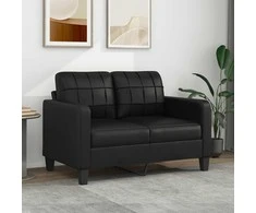 Dvivietė sofa, juodos spalvos, 120cm, dirbtinė oda