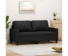 Dvivietė sofa, juodos spalvos, 140cm, dirbtinė oda