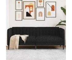 Dvivietė sofa, juodos spalvos, audinys