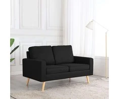 Dvivietė sofa, juodos spalvos, audinys