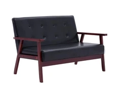Dvivietė sofa, juodos spalvos, dirbtinė oda