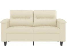 Dvivietė sofa, kreminės spalvos, 120cm, dirbtinė oda